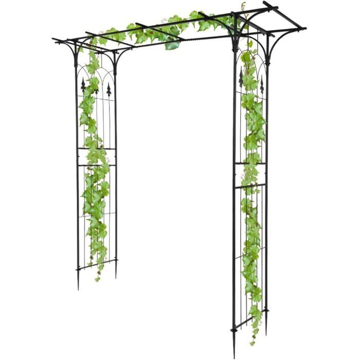 Arche De Jardin Métal Pont 110×45×230 Cm – Design Romantique Noir Pour Plantes Grimpantes, Mariages & Décor