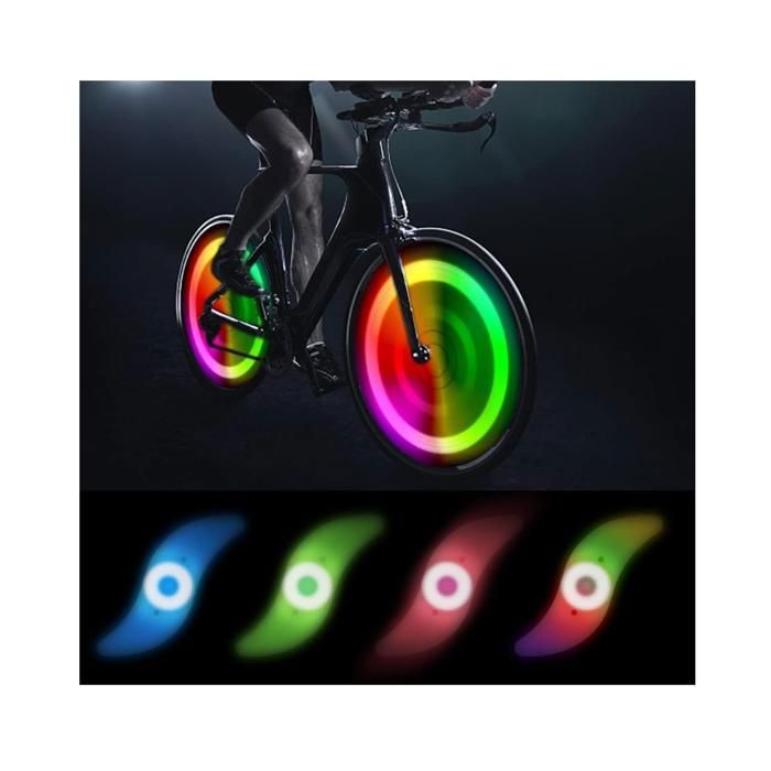 Lumières de roue de vélo à LED, pack de 2 lumières de rayons de vélo RVB, étanche IPX4