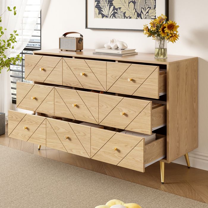 Commode moderne à 9 tiroirs avec pieds de fer – solution de stockage élégante pour chambres à coucher Salon et couloir –