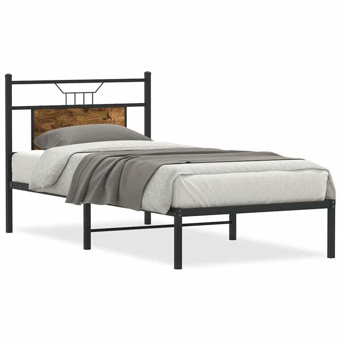 Printemps/été 2025 Structure de lit - SOLOMON - pour Adulte/enfant sans matelas chêne fumé 75x190cm bois dingénierie LV13552