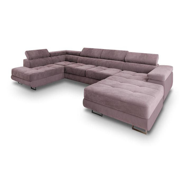 Canapé dangle CASONE Canape Convertible - Gauche - U - 5 places - 345x202x90 cm - Tissu velours MONOLITH 62 - Violet