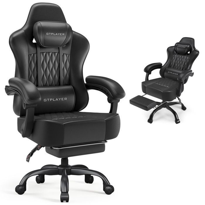 Chaise Gaming Ergonomique Synchrone Accoudoirs Réglables Coussins LombaireTête Siège Épais Tissu
