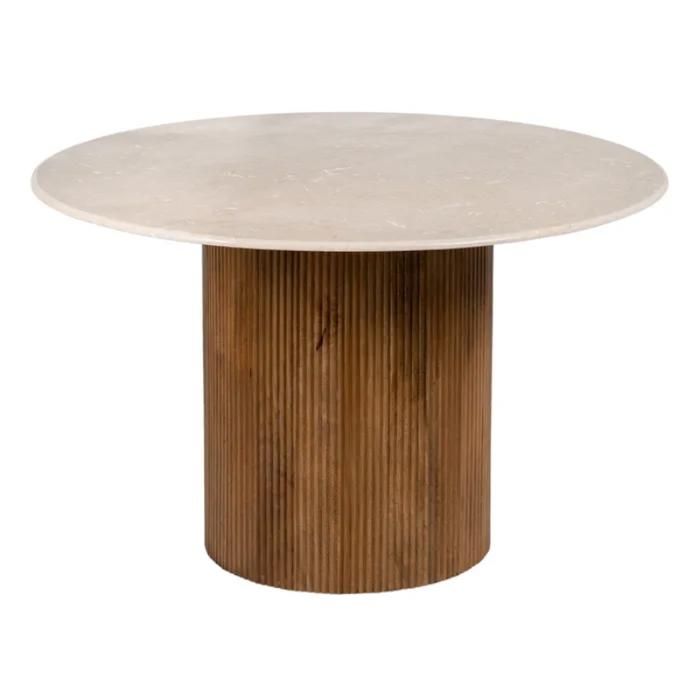 Table à Manger - Meubles&Design - Table à manger ronde 120 cm marbre crème et base nervurée CORTINA Table à Manger - Meubles&Design - Table à manger ronde 120 cm marbre crème et base nervurée CORTINA