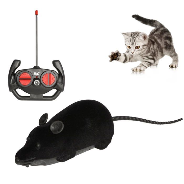 Souris télécommandée pour chat Jouet Interactif Électronique sans Fil pour Poursuite et Exercice (Noir) dupcheliry