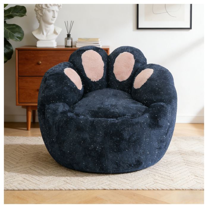 Luscriate - Fauteuil Design Pouf Chaise Lounge 90cm Ergonomique Velours Confort Salon Chambre Coin Lecture Détente Moderne Bleu