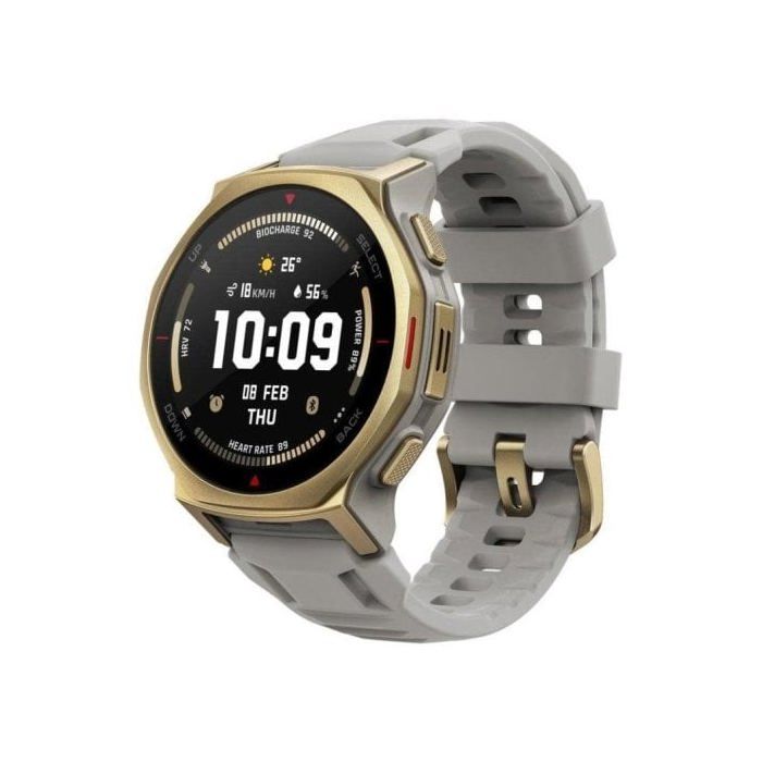 Amazfit T-Rex 3 Pro GPS NFC 44mm AMOLED Oro Correa Gris M Resistente Agua 10ATM SpO2