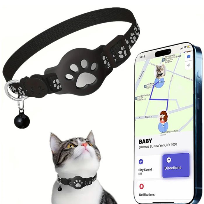 Collier pour animaux 18-30 cm Compatible dispositifs suivi Design réfléchissant petits animaux Fonctionne systèmes iOS et Android