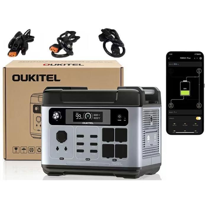 OUKITEL P2001 Plus- Centrale Électrique Portable - 2400W - 2048Wh - Batterie Générateur Solaire Electrique Station Energie