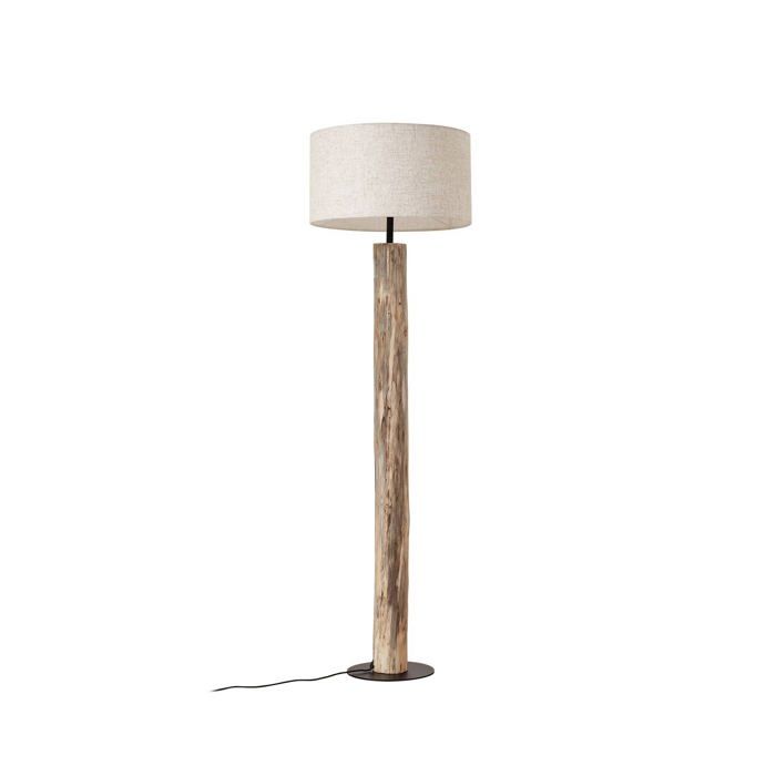 Lucande Lampadaire Tissu Jorvan en Marron Bois e. a. pour Salon & Salle à manger (1 lampe à E27) Sur Pied Lampe a de Sol