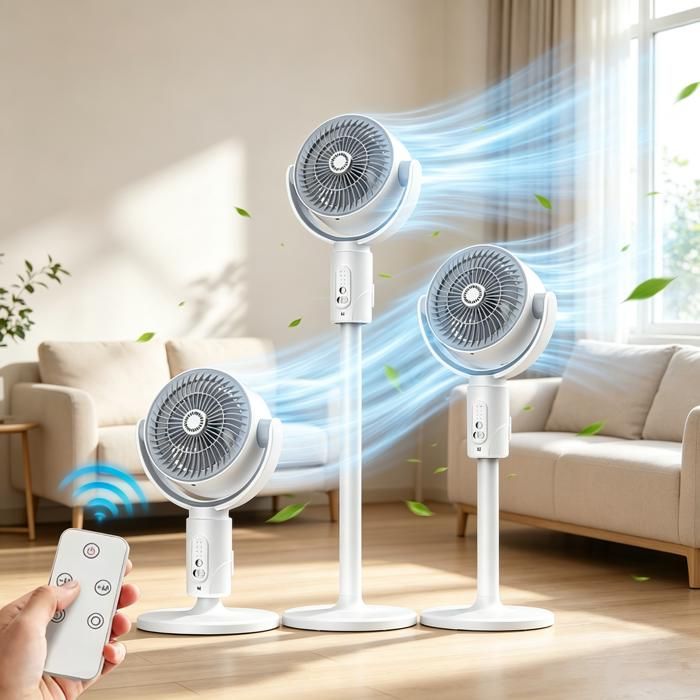Ventilateur sur pied 3 hauteurs réglables -5 vitesses - 8H Minuterie - Rotation à 90° - Silencieux -Convient pour la maison bureau