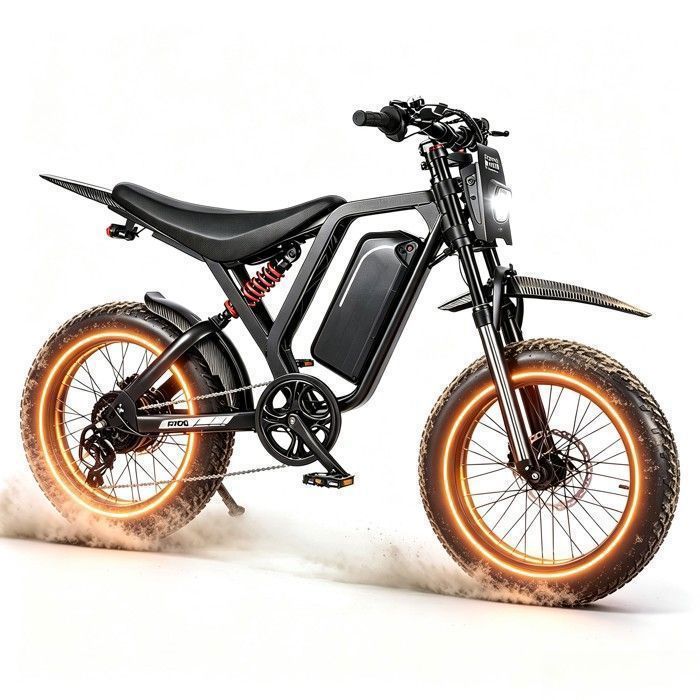 Vélo Électrique Tout-Terrain 20 R700 250W Batterie Détachable 52V 25Ah Freins Hydrauliques Shimano 7 Rapports Portée 50-60km