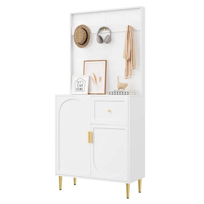 Armoire d’entrée penderie compacte avec étagère meuble à chaussures vestiaire mural couloir rangement 80x175 5x35cm