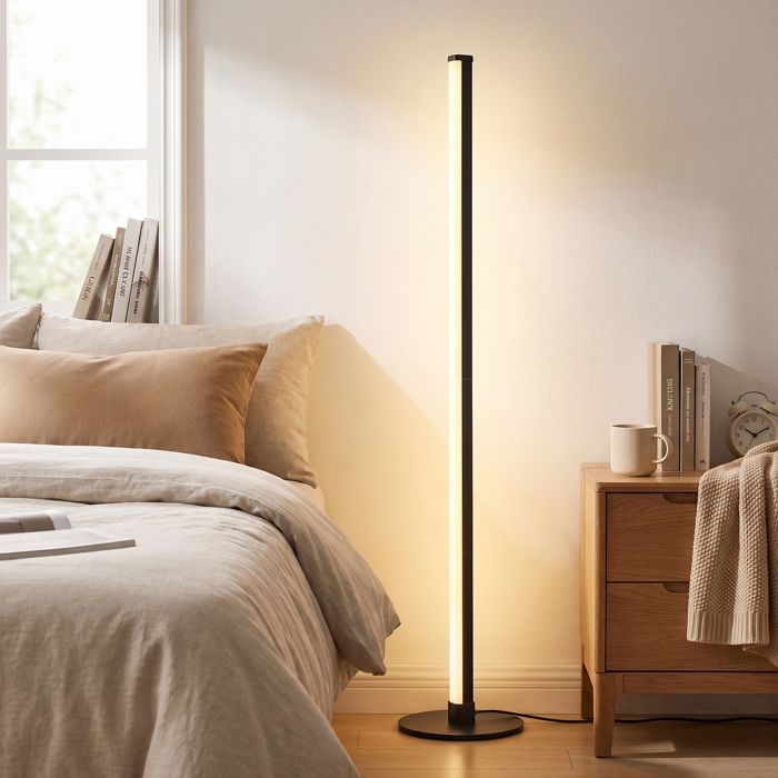 Lampadaire sur Pied Salon LED Dimmable 12W Lampe dAmbiance 18 x 18 x 139 4 cm Noir Lampadaire sur Pied Salon LED Dimmable 12W Lampe dAmbiance 18 x 18 x 139 4 cm Noir