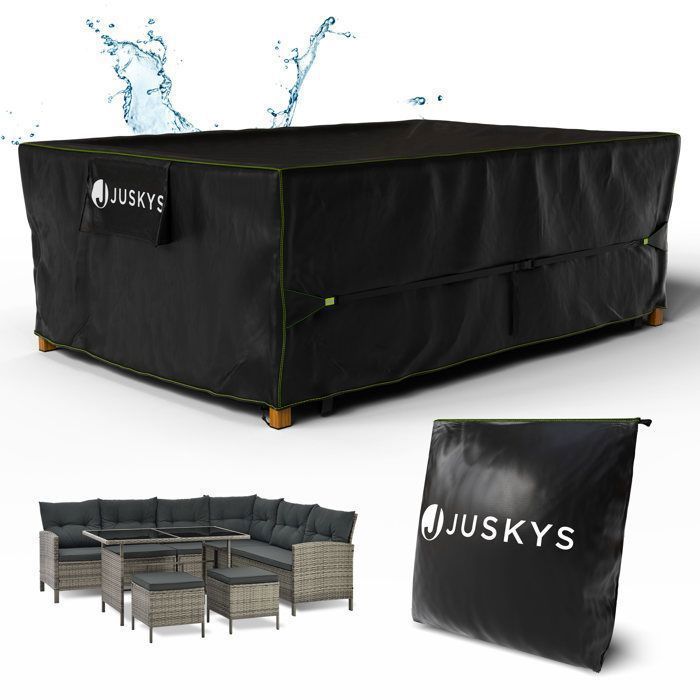 Housse de Protection pour Mobilier de Jardin Juskys CoverSafe Pro - 270 x 180 x 90 cm - Noire - Étanche 1 500 mm