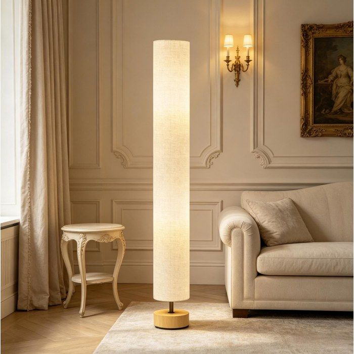 Lampe de Sol Élégante avec Abat-jour en Lin Gris - 2 × E27 Pied à Pédale Hauteur 120 cm