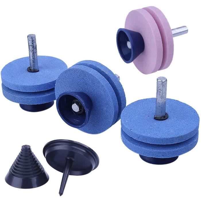Lot De 4 Aiguiseurs De Lame Pour Tondeuse à Gazon - À Fixer Sur Perceuse - Corindon Double Face - Pour Outils De Jardin - 8