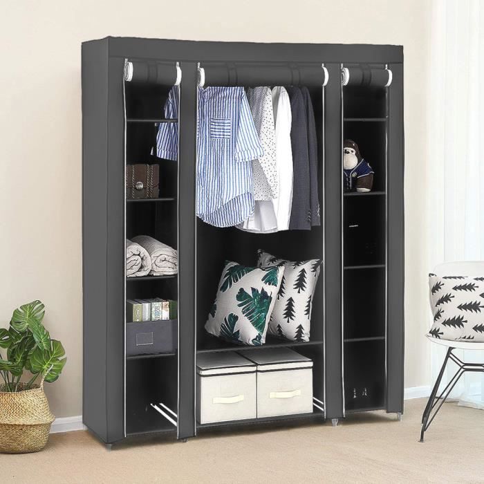 Laizere Armoire De Rangement Grise Dressing Grande Capacite
