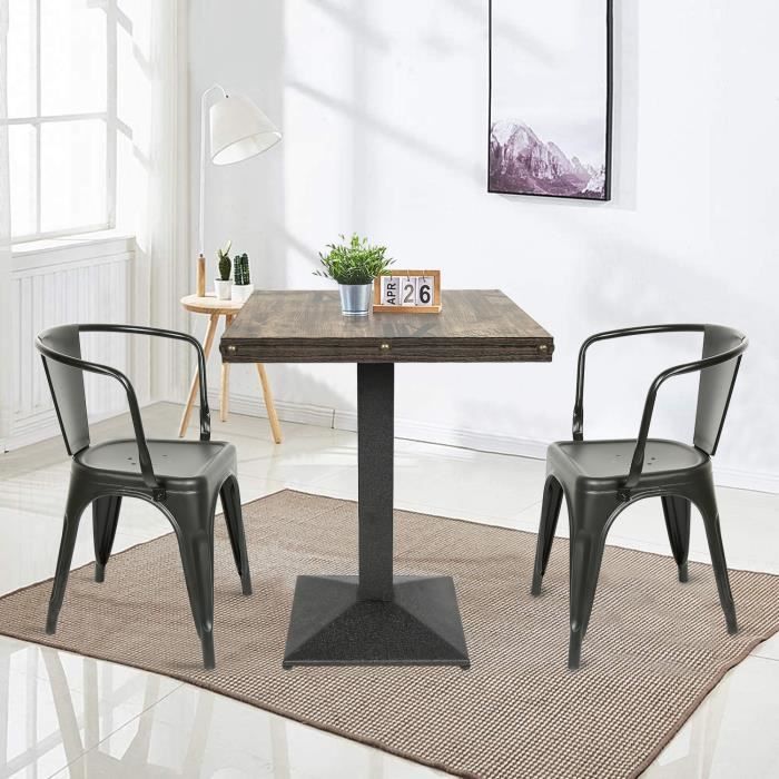 Table à manger carrée LUXS en bois design industriel - 60x60cm - pour 2-4 personnes