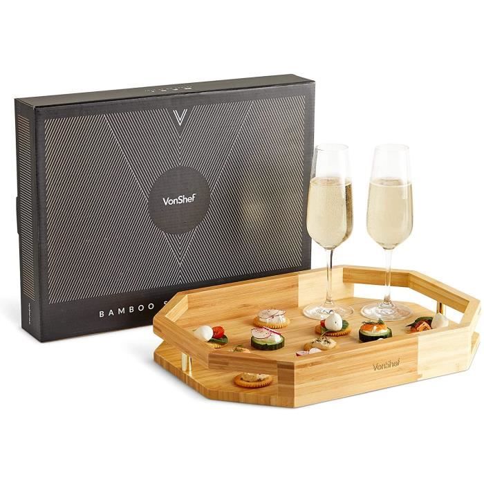 Plateau Service Bambou Sapin De Noël - Planche Charcuterie Festive Pour Fêtes Et Décoration