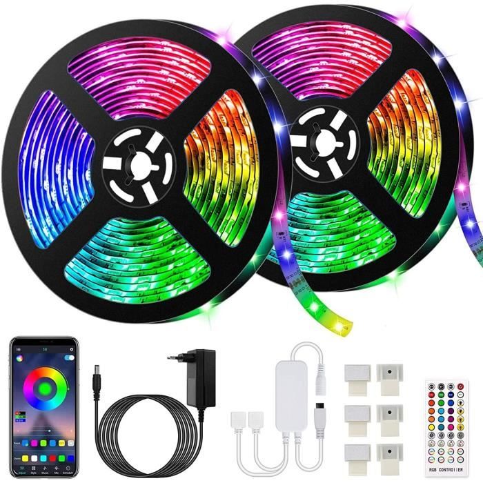 10M(5m*2) Bande LED 300 LEDs 5050 RGB ÉtancheContrôlé APP du Smartphone Synchroniser avec Rythme de Musique/Fonction de Minuterie