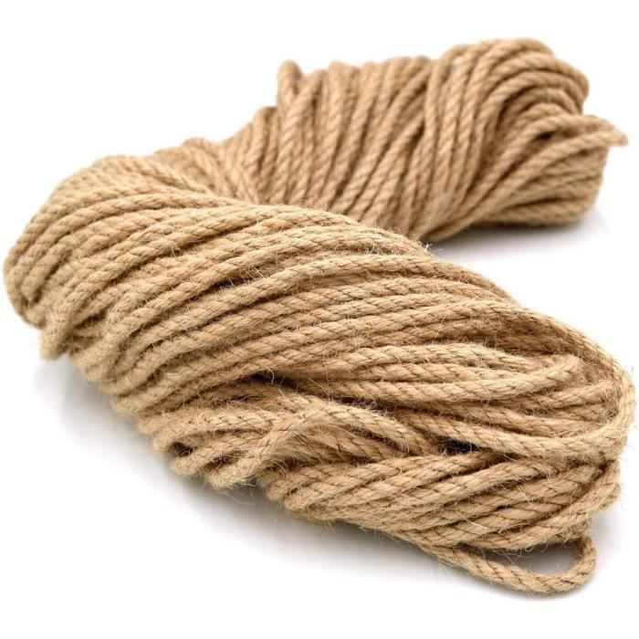 KINGLAKE Corde En Jute Naturelle 6 Mm X 50 M – Marron Rustique – Idéale Pour Jardin, Bricolage, Griffoir Chat & Décoration Maison