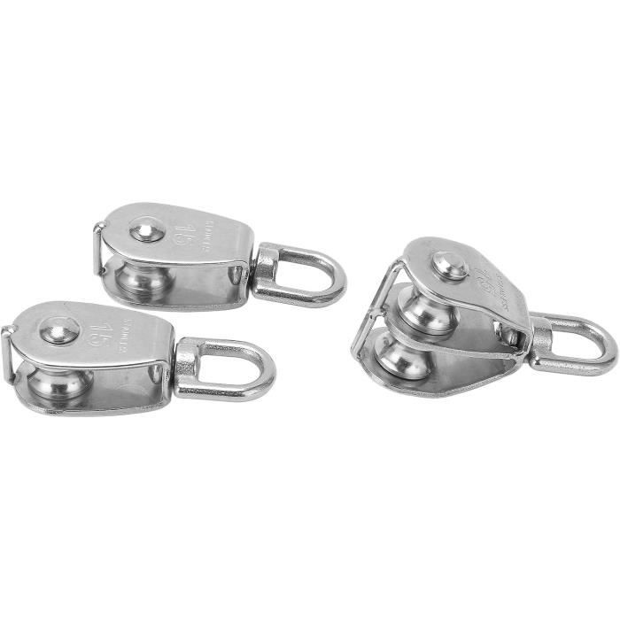 Poulie Résistante Pivotante 360° Acier Inox 304 - Forte Charge, Silencieuse Pour Cordes Et Levage