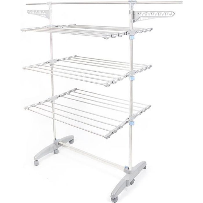 3 etageres etendoir sechoir a linge pliable grande gris h 150cm cdiscount maison