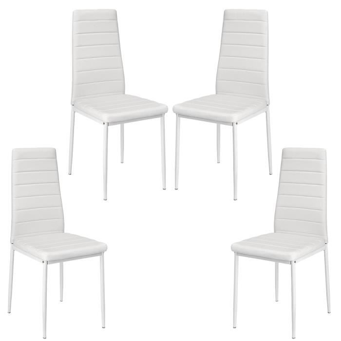 lot de 4 chaises de salle à manger - blanc - pieds en métal - 42 x 48 x 98 cm sam