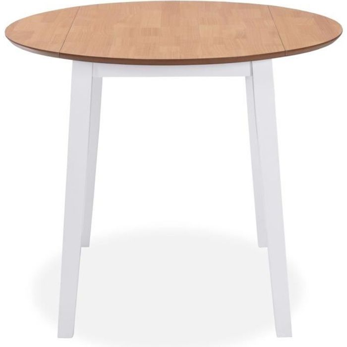 Tables de salle a manger et de cuisine Table de salle a manger ronde a abattant MDF Blanche