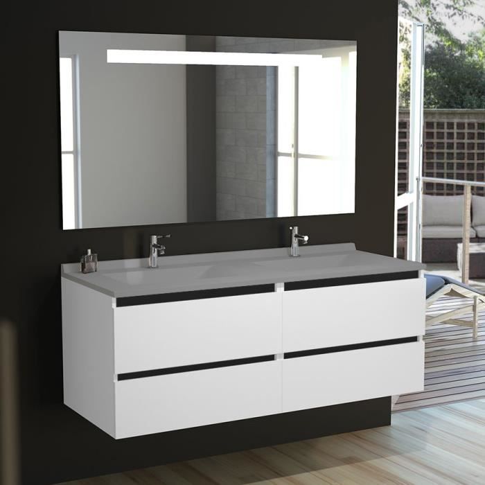 Meuble Salle De Bain Double Vasque Arlequin 140x55 5 Coloris Au