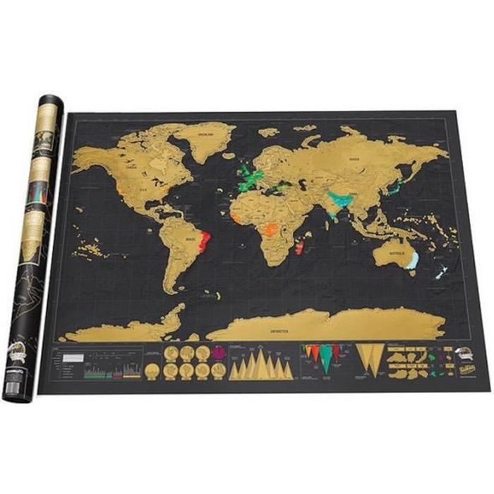 Scratch Map Carte du monde à gratter Edition luxe Noir