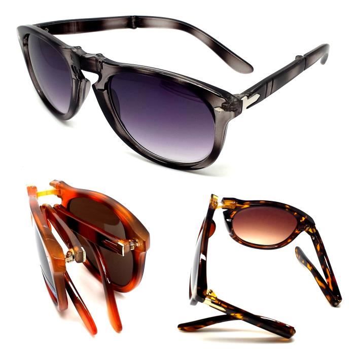 LUNETTES SOLEIL DE POCHE PLIABLE HOMME FEMME MIXTE WARFARER TERSOL CLASSIQUE VINTAGE OLD POCKET SAFARI HAVANNA