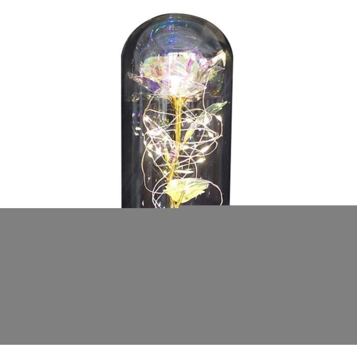 Rose Éternelle Sous Cloche Lumineuse - Décoration Romantique Style Belle Et La Bête Avec LED