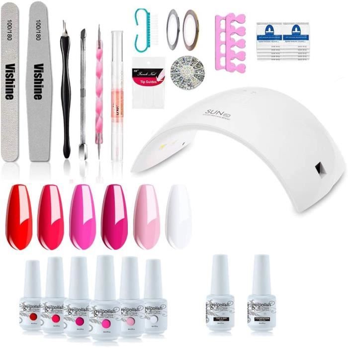 Kit Complet Vernis Semi Permanent avec LED Lampe 36W Séchoirs à ongles