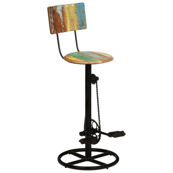 HOME-MARKET - Lot de 2 Chaises de Bar - Tabourets Hauts - Bois de récupération massif FR8650