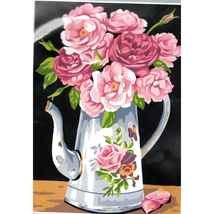 Kit Canevas Roses dans le Pichet 22 x 33 cm