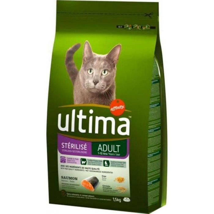 Meilleurs prix pour Croquettes pour Chat - ULTIMA - Stérilisé Adult - Saumon 15Kg - Lot de 4 - Nutrition équilibrée