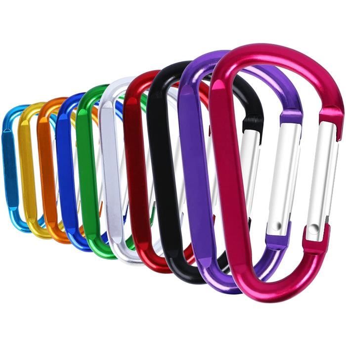 SZXMDKH Mousqueton Aluminium 8 Couleurs - Porte-Clés Pour Camping, Pêche Et Randonnée