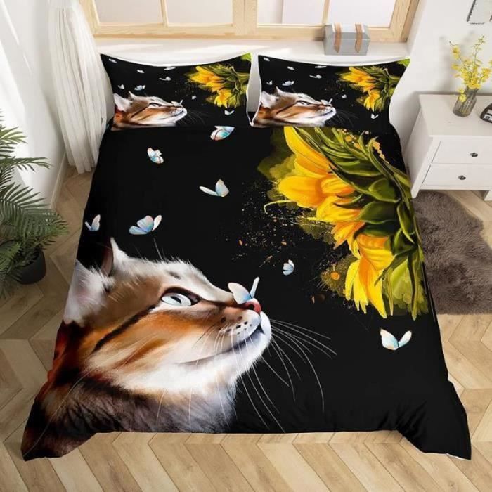 Housse De Couette 240x260 Cm Papillons – Microfibre Douce, Avec 2 Taies 65x65 Cm