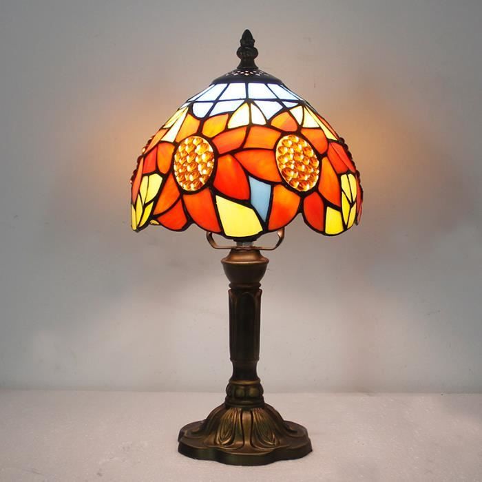 Lampe LED Vintage en verre coloré Avec prise EU Style méditerranéen pour Table de chevet Restaurant Bar café chambre à