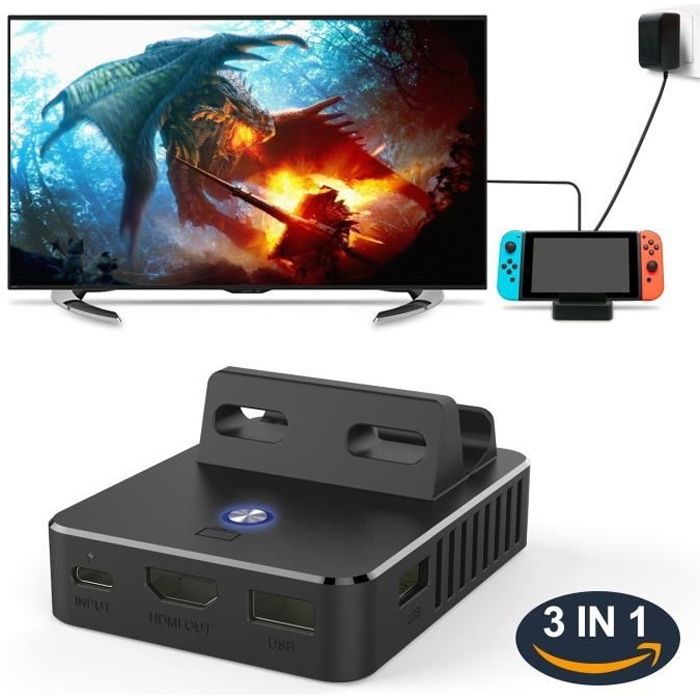 Pour Nintend Switch Dock Base TV Type C Sortie Socle de charge Commutateur Refroidissement Support Un bouton Adaptateur Daffichage