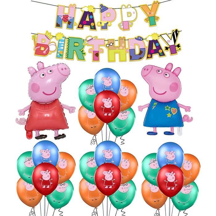 Smileh Decorations De Fete D Anniversaire Peppa Pig Ballons Banniere De Joyeux Anniversaire Helium Feuille Ballons Pour Enfants Geor Cdiscount Maison