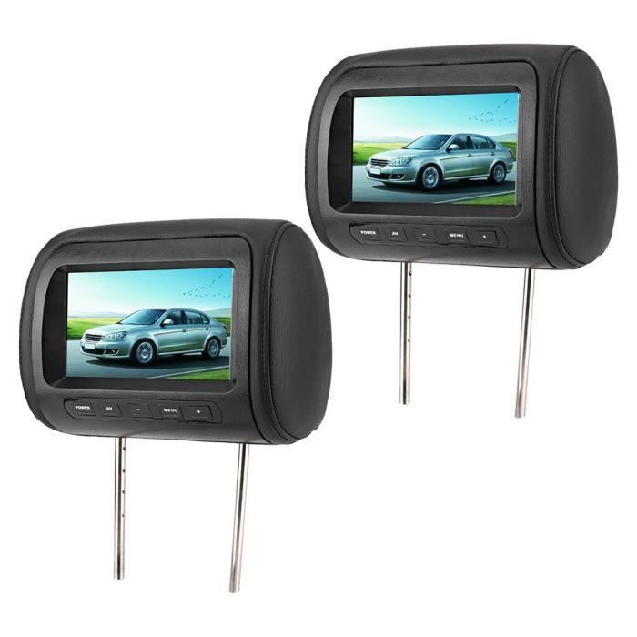 lecteur DVD de voiture 2 pièces 7 en contrôle sans fil réglable appui-tête LCD lecteur vidéo USB MP5 affichage noir