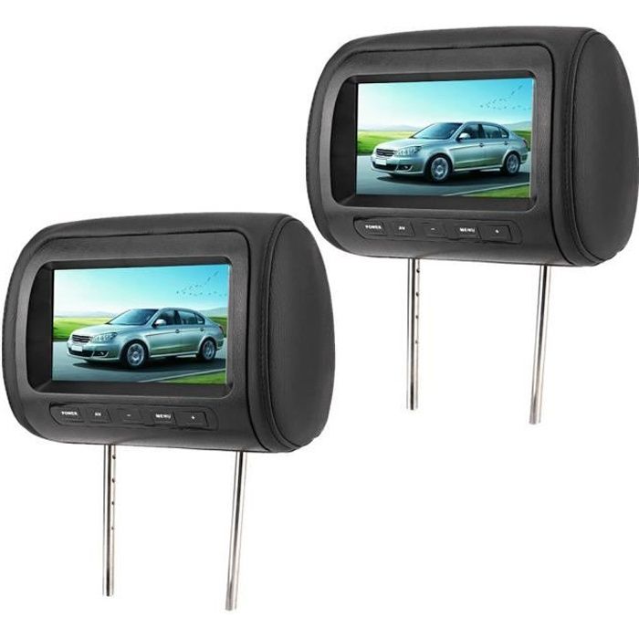 lecteur DVD de voiture 2 pièces 7 en contrôle sans fil réglable appui-tête LCD lecteur vidéo USB MP5 affichage noir