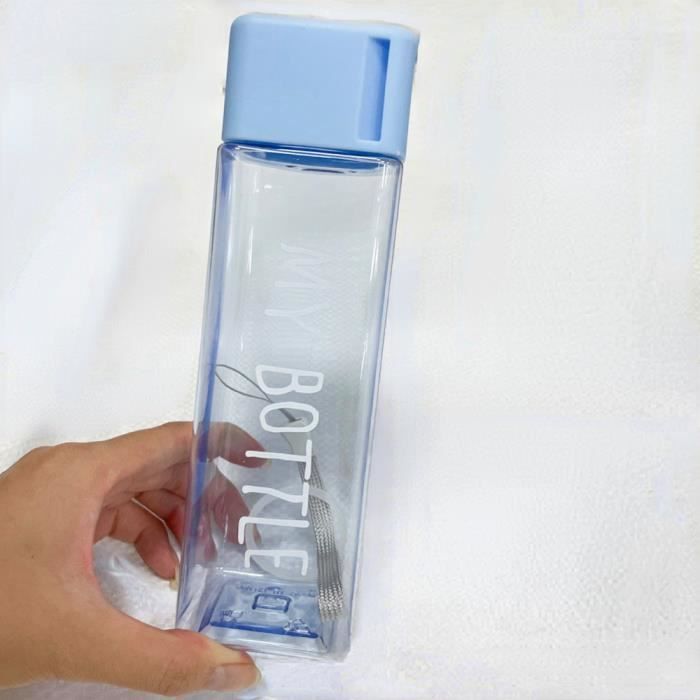 Gourde,Bouteille d'eau transparente carrée, en plastique, pour jus froid,  lait, Sport, avec corde Portable, étanche- 401-500ml[F] -B - Cdiscount Sport