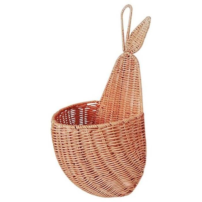Panier De Rangement Mural En Rotin En Forme De Poire - 22x16x41 Cm - Déco Chambre, Salle De Bain
