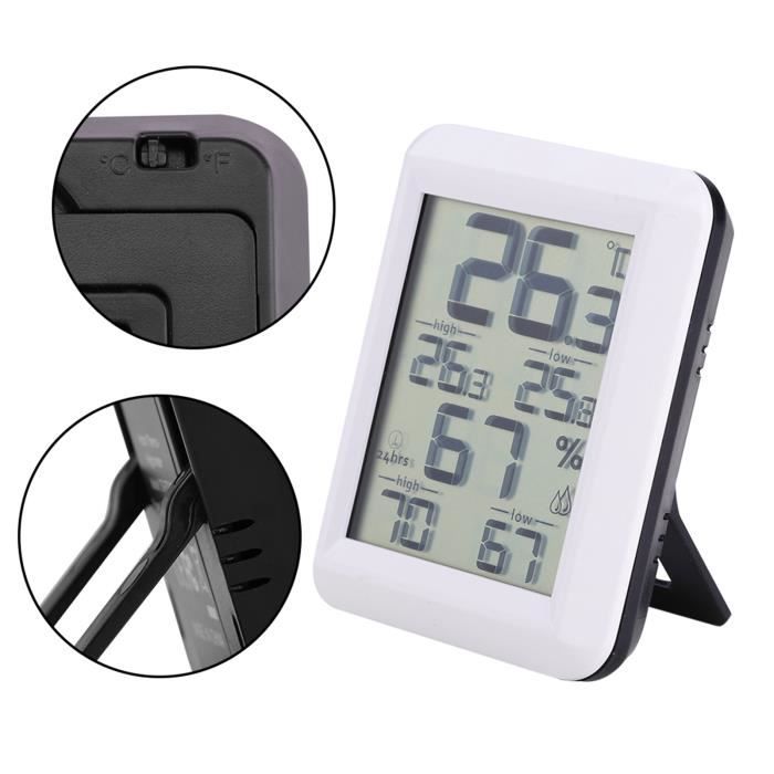 Thermomètre intérieur et extérieur, thermomètre intelligent avec capteur  extérieur sans fil, thermomètre hygromètre numérique avec grand écran LCD,  / interrupteur
