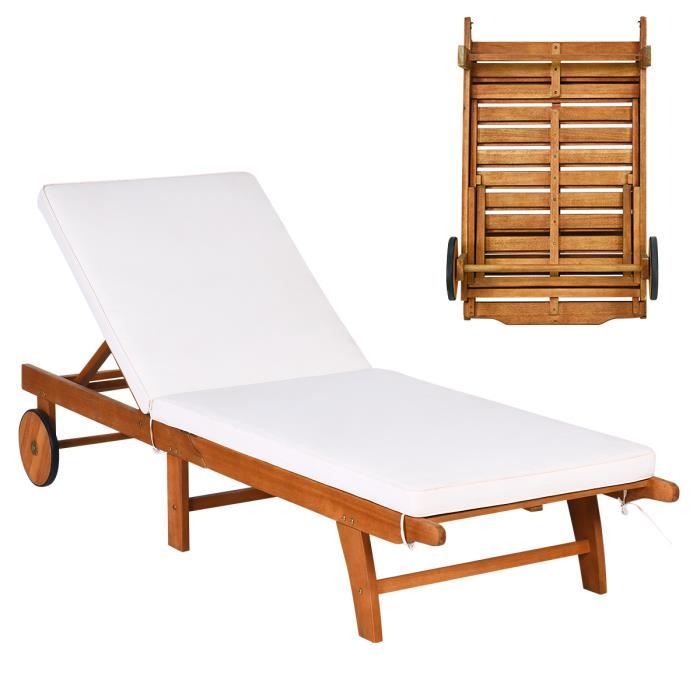 chaise longue de jardin - costway - pliable avec coussin lavable - 6 positions réglables