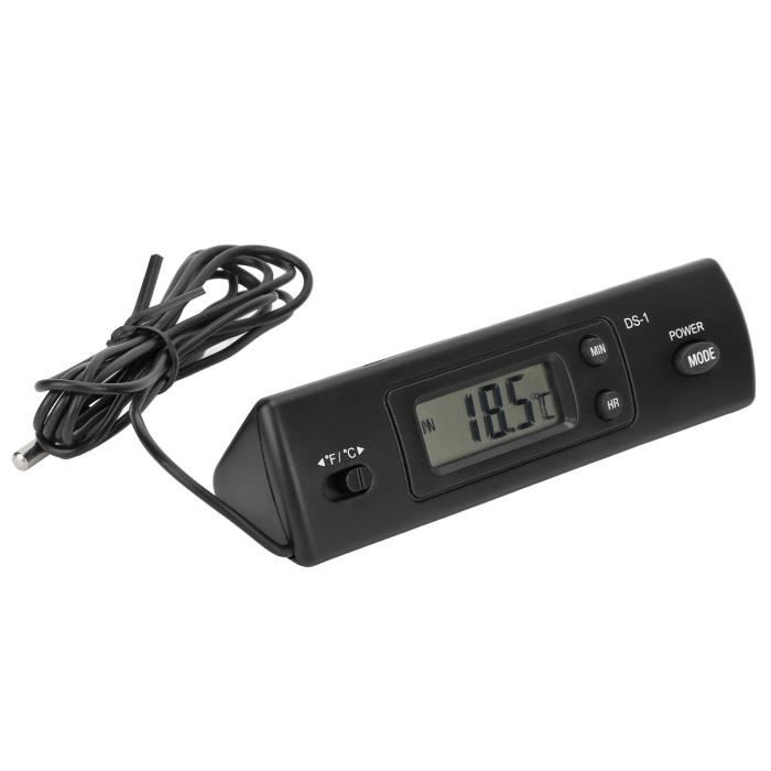 Thermomètre Horloge Voiture Intérieur Extérieur - Affichage LCD Rétroéclairé Bleu Avec Sonde