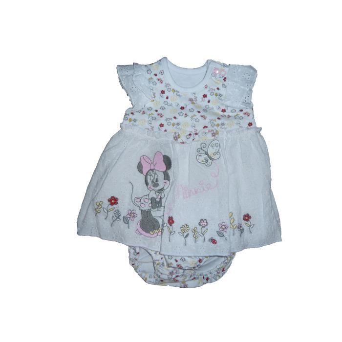 Jolie robe b b Minnie Mouse Blanche brod e bel ensemble naissance